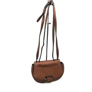 J. Crew Pebbled Leather Mini Rider Saddle Crossbody Bag Cognac Brown Travel